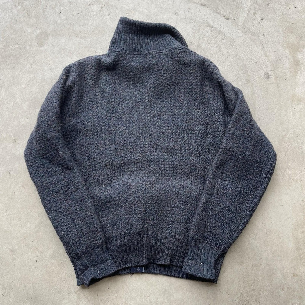 Vintage 80s L.L. Speckled Gray Wool Fisherman Zip Cardigan Sweater Coastal L - Picture 6 of 7